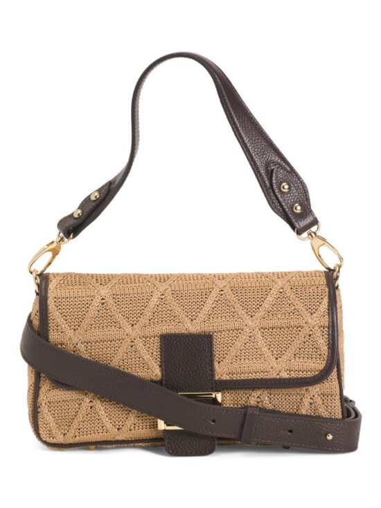 Divina Firenze Handbags - DIVINA FIRENZE Made In Italy Crochet Shoulder Bag With Leather Trim
